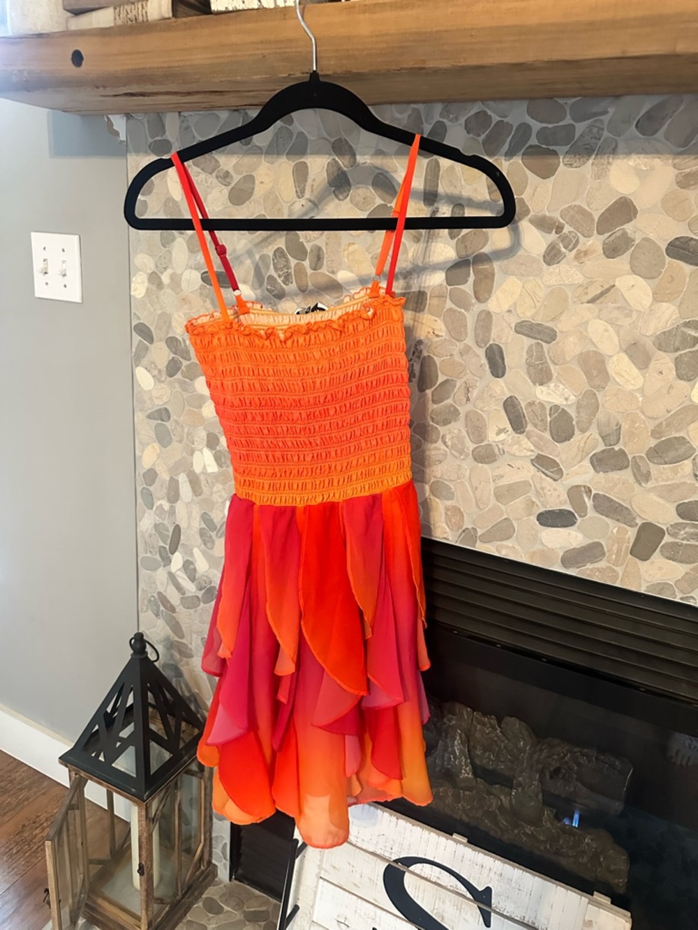 Willa Story Bright Orange & Pink Ruffle Mini Dress